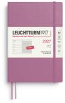Leuchtturm1917 Calendar săptămânal 2027 mediu (A5) cu carnet, cu linii - planificator de întâlniri în engleză, trandafir praf, copertă moale, 145 x 210 mm, ianuarie-decembrie 2027, prezentare generală săptămânală în