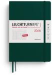 Leuchtturm1917 372783 Calendar zilnic punctat mediu (A5) 2026, verde pădure, engleză (372783)