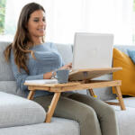 2317 InnovaGoods Măsuță laterală pliabilă din bambus Lapwood V0103031 Suport laptop