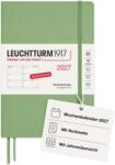 Leuchtturm1917 Calendar săptămânal 2027 Mediu (A5) - Germană, Salvie, Hardcover, 145 x 210 mm, 12 luni - ianuarie-decembrie 2027, 1 săptămână pe pagină dublă, hârtie de 80 g/m2 cu compatibilitate ridicată cu cerneal