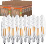 OSRAM LED-uri de înaltă eficiență cu clasă de eficiență energetică A, pachet avantajos cu 30 de surse de iluminat, înlocuiesc becurile tradiționale de 40W, formă de candelă, alb cald (2700K), E14, sticlă fi
