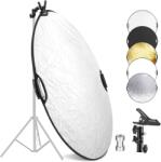 NEEWER Reflector de lumină 5-în-1 80cm cu clemă și mânere, Difuzor de fotografie multi-disc din poliester, translucid/argintiu/auriu/alb/negru, fir de 3/8 inchi, pentru iluminat de studio și exterior, RF-80I