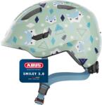 ABUS Casca pentru copii ABUS Smiley 3.0 - casca de bicicleta cu o potrivire profunda, design prietenos pentru copii si spatiu pentru o impletitura - pentru fete si baieti - verde deschis cu model, marimea 