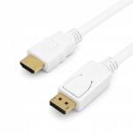 LogiLink DisplayPort Hdmi kábel LogiLink 2m 4K/30Hz fehér aranyozott árnyékolt (4052792002362)