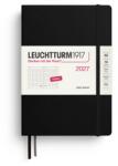 Leuchtturm1917 Calendar zilnic 2027 punctat mediu (A5) - engleză, negru, 145 x 210 mm, ianuarie-decembrie (12 luni), 1 pagină pe zi, grilă orară 7: 00-22: 00, copertă cartonată, hârtie de 80 g/m2 - 400333 (400333)