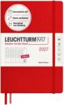 Leuchtturm1917 Planificator săptămânal 2027 Mediu (A5) - engleză, cireș, 210 x 145 mm, ianuarie-decembrie (12 luni), prezentare generală săptămânală cu grilă orară 7: 00-22: 00 per coloană, copertă cartonată, hârtie