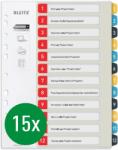 Leitz Registrul Leitz de scriere pe computer în format A4, pachet de 15, 1-12, robust, multicolor, serie confortabilă, 12480000 - 12480000-15 (12480000-15)