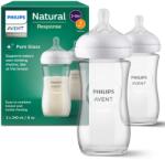 Philips Biberon Philips AVENT Natural Response din sticlă: 2 biberoane de 240 ml, fără BPA, pentru nou-nǎscuți de 3-6 luni (Model SCY933/02) (SCY933/02)