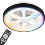 BRILONER - Ventilator LED de tavan cu iluminare, telecomanda, motor DC, 5 viteze, RGBIC, CCT, reglabil, lampa cu ventilator, plafoniera LED, ventilator plafoniera, 48 cm, negru - 3988015 (3988015)