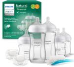 Philips Set cadou Philips AVENT Natural Response, din sticlă, pentru nou-născuți - 3 biberoane de 120 ml și 2 biberoane de 240 ml, 2 suzete Ultra Soft 0-6 luni, perie pentru biberoane, fără BPA (model SCD879/