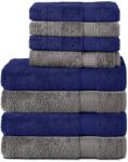 Komfortec Set Komfortec de 8 prosoape, 4 prosoape de baie 70x140 cm și 4 prosoape de mâini 50x100 cm, frotir 100% bumbac, pufos și absorbant, gri antracit/bleumarin - 4buc-50x100-și-4buc-70x140-antracit-bleumar Prosop