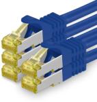 1aTTack. de Cablu de rețea Cat. 7 10m albastru pachet de 5 cablu Ethernet Cat7 Rețea cablu LAN cablu brut 10 Gb s SFTP PIMF LSZH set cablu patch cu mufă Rj 45 Cat. 6a - 4251073616339