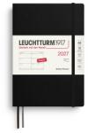 Leuchtturm1917 Calendar săptămânal 2027 Mediu (A5) - engleză, negru, copertă moale, 145 x 210 mm, 12 luni - ianuarie-decembrie 2027, 1 săptămână pe pagină dublă, hârtie de 80 g/m2 cu compatibilitate ridicată cu cern