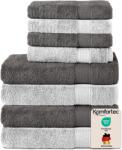Komfortec Set 8 prosoape Komfortec, 4 prosoape de baie 70x140 cm și 4 prosoape de mâini 50x100 cm, din frotir 100% bumbac, pufoase și absorbante, antracit/alb - 4er-50x100-und-4er-70x140-anth-weiss (4er-50x100- Prosop