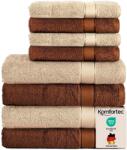 Komfortec Set 8 prosoape Komfortec, 4 prosoape de baie 70x140 cm și 4 prosoape de mâini 50x100 cm, frotir 100% bumbac, pufos și absorbant, maro/bej - 4er-50x100-und-4er-70x140-braun-beige (4er-50x100-und-4er-70 Prosop