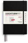 Leuchtturm1917 calendar săptămânal 2027 mediu (A5) cu caiet, cu linii - planificator de întâlniri engleză, negru, copertă moale, 145 x 210 mm, ianuarie-decembrie 2027, prezentare săptămânală în stânga + pagina de no