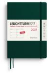 Leuchtturm1917 Calendar săptămânal 2027 Mediu (A5) - Engleză, Verde pădure, Hardcover, 12 luni - ianuarie-decembrie 2027, 1 săptămână pe pagină dublă, hârtie de 80 g/m2 cu compatibilitate ridicată cu cerneală - 4002