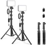 NEEWER Basics Set de 2 panouri de lumină video LED, lumină de studio portabilă reglabilă de 6, 2 inchi cu trepied de 53 inchi, 3200K-5600K/CRI95+ 810 lux pentru fotografie, înregistrare video, streaming și p