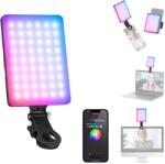 NEEWER Lampă pentru selfie NEEWER VL67C RGB pentru iPhone, controlată de aplicație, 94 LED-uri, CRI97, 2000 mAh, portabilă, suport cu pantof rece ca lumină pentru cameră, clemă portabilă pentru față și spate