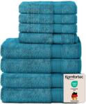 Komfortec Set 8 prosoape Komfortec, 4 prosoape de baie 70x140 cm și 4 prosoape de mâini 50x100 cm, 100% bumbac tip frotir, pufoase și absorbante, turcoaz - 4er-50x100-und-4er-70x140-turkis (4er-50x100-und-4er-7 Prosop