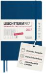 Leuchtturm1917 Planificator săptămânal 2027 Medium (A5) - Germană, Indigo, 210 x 145 mm, ianuarie-decembrie (12 luni), prezentare generală săptămânală cu grilă orară 7: 00-22: 00 per coloană, copertă cartonată, hârt