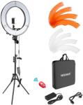 NEEWER Kit de cameră foto video cu lumini inel: 18 inch/48 centimetri, 52W, 5500K, lumină LED dimabilă, suport pentru telefon, receptor Bluetooth pentru înregistrări YouTube și autoportrete. - RL-18 (RL-18)