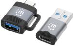 Manhattan Adaptor de cablu Manhattan - 2 tipuri: adaptor USB-C la USB-A și adaptor USB-A la USB-C, 3A, aluminiu 356329 (356329)