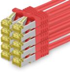 1aTTack. de Cablu de rețea Cat. 7 1, 5 m roșu pachet de 10 cablu Ethernet Cat7 Cablu de rețea LAN cablu brut 10 Gb s SFTP PIMF LSZH set cablu patch cu mufă Rj 45 Cat. 6a - 4251073616858
