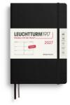 Leuchtturm1917 Calendar săptămânal 2027 Mediu (A5) - Engleză, Negru, Hardcover, 145 x 210 mm, 12 luni - ianuarie-decembrie 2027, 1 săptămână pe pagină dublă, hârtie de 80 g/m2 cu compatibilitate ridicată cu cerneală