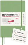 Leuchtturm1917 planificator săptămânal 2027 Medium (A5) - germană, salvie, 210 x 145 mm, ianuarie-decembrie (12 luni), prezentare generală săptămânală cu grilă orară 7: 00-22: 00 per coloană, copertă cartonată, hârt