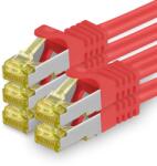 1aTTack. de Cablu de rețea Cat. 7 5m roșu pachet de 5 cablu Ethernet Cat7 Rețea cablu LAN cablu brut 10 Gb s SFTP PIMF LSZH set cablu patch cu mufă Rj 45 Cat. 6a - 4251073616162