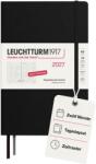 Leuchtturm1917 Calendar zilnic 2027 cu punct mediu (A5) - germană, negru, 145 x 210 mm, ianuarie-decembrie (12 luni), 1 pagină pe zi, grilă orară 7: 00-22: 00, copertă cartonată, hârtie de 80 g/m2 - 400166 (400166)
