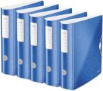 Leitz Dosar calitate Leitz 180° Active WOW, pachet de 5, A4, lat, cotor rotunjit, 8, 2 cm lățime, închidere cu bandă elastică, polispumă ușoară, dosar din plastic, seria WOW, albastru, 11060036 - 938994 (93