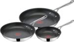 Tefal Set de tigăi Tefal Jamie Oliver Cook's Direct On 20/24/28 cm, semnal termic la temperatura ideală de prăjire, antiaderent, tigăi cu inducție, rezistent la rugină, compatibil cu cuptorul, mâner nituit,