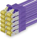 1aTTack. de Cablu de rețea Cat. 7 1m violet pachet de 10 cablu Ethernet Cat7 Cablu LAN de rețea Cablu brut 10 Gb s SFTP PIMF LSZH set cablu patch cu mufă Rj 45 Cat. 6a - 4251073616766