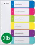 Leitz Index Leitz pentru A4, pachet de 20, copertă care poate fi scrisă pe computer și 6 coli separatoare, file cu numere imprimate 1-6, lățime suplimentară, multicolor, polipropilenă, WOW, 12420000 - 12420