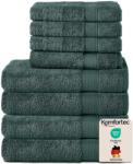 Komfortec Set 8 prosoape Komfortec, 4 prosoape de baie 70x140 cm și 4 prosoape de mâini 50x100 cm, 100% bumbac tip frotir, pufoase și absorbante, verde închis - 4er-50x100-und-4er-70x140-dunkelgrun-amz (4er-50x Prosop