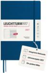 Leuchtturm1917 calendar săptămânal 2027 Compoziție (B5) cu caiet, cu linii - planificator de întâlniri engleză, indigo, cartonat, 178 x 254 mm, ianuarie-decembrie 2027, prezentare săptămânală în stânga + pagina de n