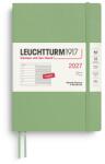 Leuchtturm1917 calendar săptămânal 2027 mediu (A5) cu caiet, cu linii - planificator de întâlniri engleză, salvie, copertă moale, 145 x 210 mm, ianuarie-decembrie 2027, prezentare săptămânală în stânga + pagina de n
