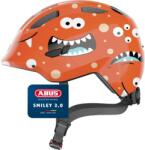 ABUS Cască pentru copii ABUS Smiley 3.0 - cască de bicicletă cu o potrivire adâncă, design prietenos pentru copii și spațiu pentru o împletitură - pentru fete și băieți - portocaliu cu model monstru, mărim