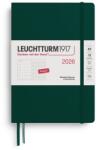 Leuchtturm1917 372704 Calendar și caiet săptămânal cu punct mediu (A5) 2026, verde pădure, engleză (372704)