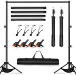 Heysliy Set de suport pentru fundal foto Heysliy 3x2m - Sistem de fundal reglabil pentru fotografie, fundal foto, suport pentru fundal, decorare nunți și petreceri cu geantă de transport - Limink-US-3M-Stand 