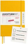 Leuchtturm1917 Calendar săptămânal 2027 punctat mediu (A5) cu caiet - Planificator de întâlniri german, floarea soarelui, ianuarie-decembrie 2027, prezentare generală săptămânală în stânga + pagină cu note în dreapt
