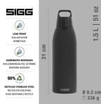 SIGG - Sticlă izolată pentru băuturi - Termos Shield Therm One Black - băuturi carbogazoase - etanșă - lavabilă în mașina de spălat vase - fără BPA - 90% oțel inoxidabil reciclat - negru - 1.5L - 6167.80 (