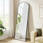 SONGMICS Oglindă de perete/podea, cu ramă arcuită din aliaj de aluminiu, 150x40cm, sticlă securizată, pentru dormitor, sufragerie, garderobă, negru cerneală, LFM035B01 - ULFM035B01 (ULFM035B01)