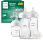 Philips Set cadou biberoane din sticlă Philips AVENT pentru nou-născuți - 3 biberoane Natural Response, suzete ultra-moi pentru bebeluși de 0-6 luni și peste (Model SCD878/11) (SCD878/11)