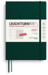 Leuchtturm1917 Calendar săptămânal 2027 mediu (A5) cu carnet, cu linii - Planificator de întâlniri francez, verde pădure, copertă moale, ianuarie-decembrie 2027, prezentare generală săptămânală în stânga + pagină cu
