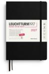 Leuchtturm1917 planificator săptămânal 2027 mediu (A5) - engleză, negru, 210 x 145 mm, ianuarie-decembrie (12 luni), prezentare generală săptămânală cu grilă orară 7: 00-22: 00 per coloană, copertă cartonată, hârtie