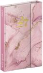 REALSYSTEM Agendă REALSYSTEM 110x160 mm, săptămânală, cu pagini galbene, cu închidere cu clapetă, model „Pink marble 2027 (5412-PM)