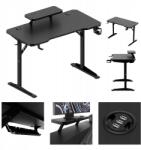 Mark Adler Gamer íróasztal Mark Adler fekete monitortartóval és Usb töltővel (MA_LEADER 5.1 BLACK)